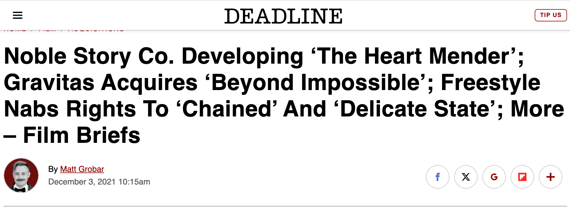Noble Story Co. Developing 'The Heart Mender'